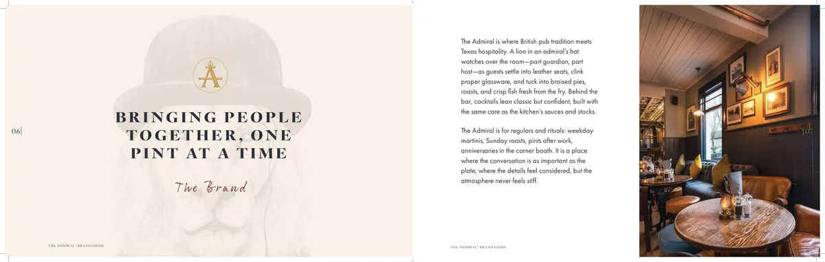 Restaurant brand system toolkit showing color swatches, typography specimens, and logo variations organized as a cohesive reference
