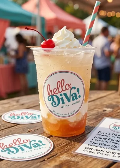 Hello Diva dirty soda cups and sticker set